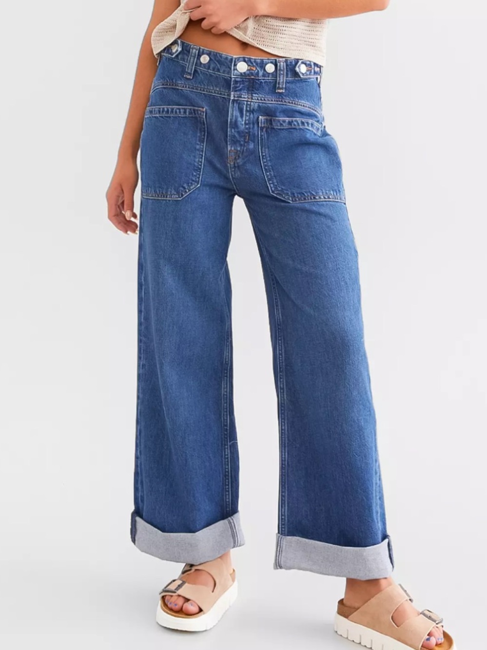 We The Free Palmer Cuffed Wide Leg Jeans